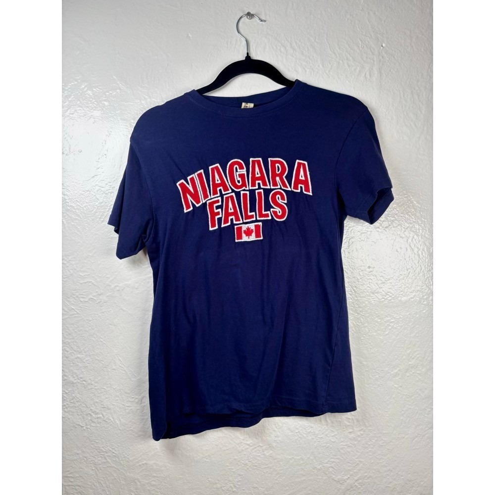 River Wear Niagara Falls T-Shirt Women Small Navy Blue Canada Tourist Varsity
